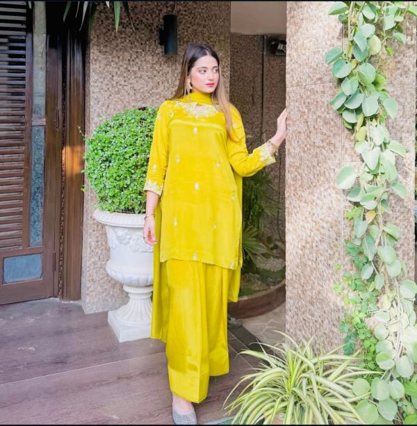 Crepe Satin Top, Farshi & Dupatta Set