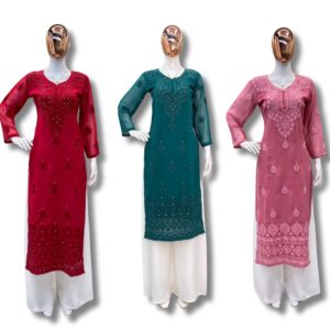 Embroidered Cotton Thread Work & Plazo Set