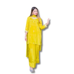 Crepe Satin Top, Farshi & Dupatta Set