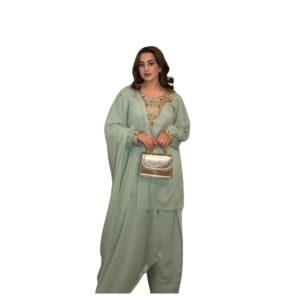 Pista Green & Black Pakistani Style Palazzo Set with Dupatta