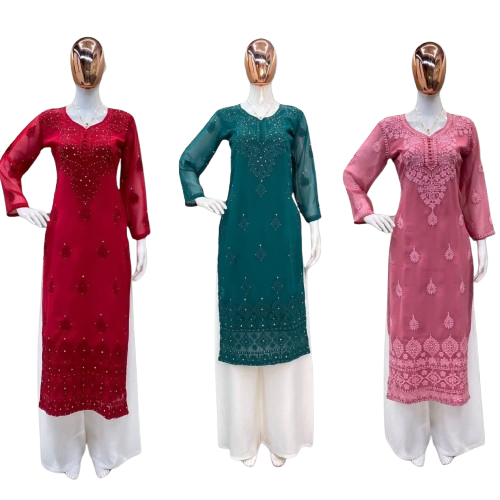 Embroidered Cotton Thread Work & Plazo Set