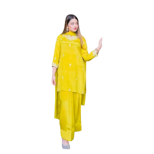 Crepe Satin Top, Farshi & Dupatta Set