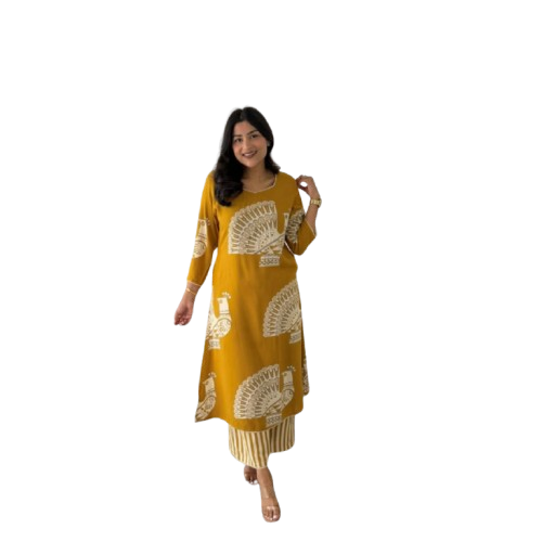 Mustard Magic 2-Piece Printed Kurta Set