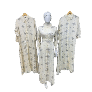 Elegant Embroidered Button-Down Kaftan Dress