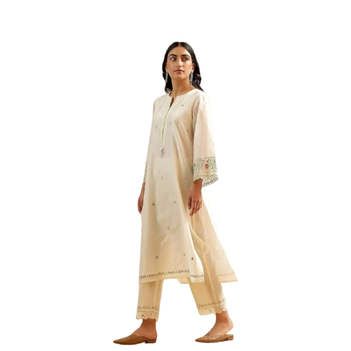 Ethereal Grace in Cream – Embroidered Indian Suit Set