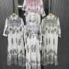 Regal Print Maxi Kaftan with Lace Collar